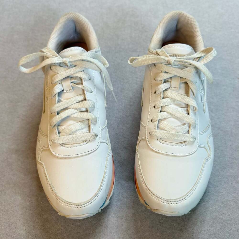 FILA Orbit Stripe Women’s Sneakers Size 9.5 White Rainbow Platform Shoes